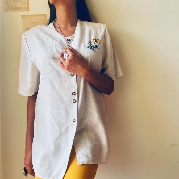 Linen blend artistic shirt